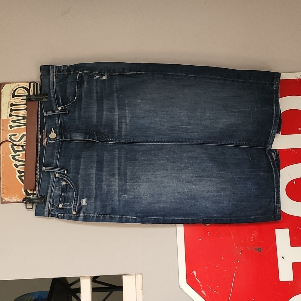 MOTHER Denim Pencil Skirt - Blue